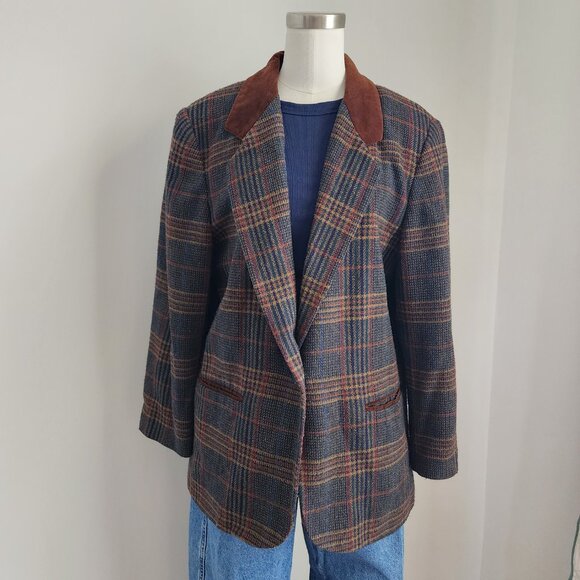 Vintage Plaid Blazer Size: 14P - Picture 10 of 16